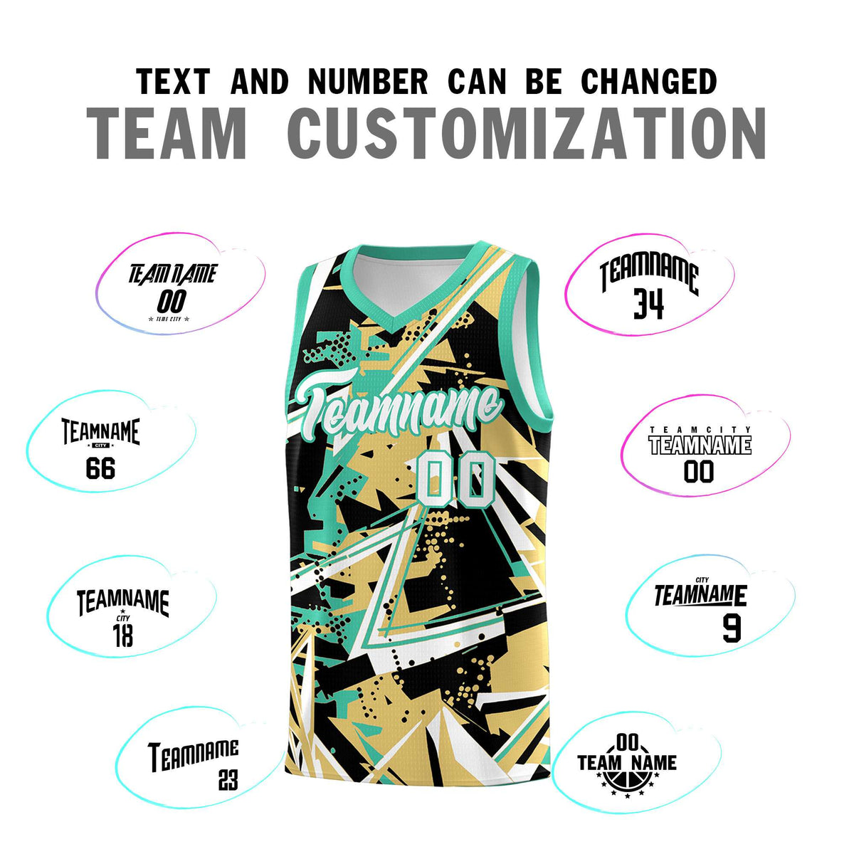 Custom Youth Basketball Jerseys Old Gold Bright Green Abstract Graffiti Personalized Street Style Uniform