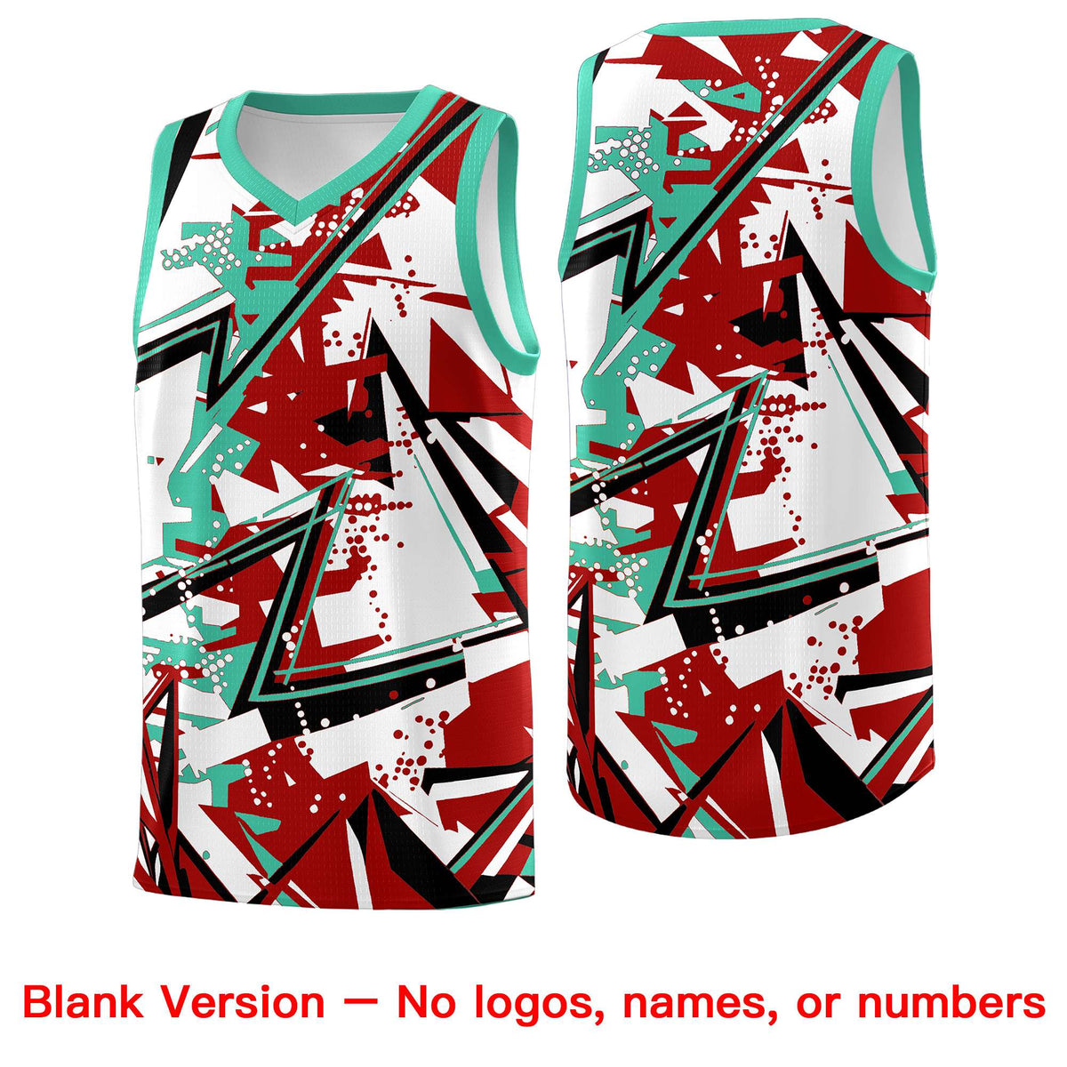 Custom Youth Basketball Jerseys Red Bright Green Abstract Graffiti Personalized Team Name & Number