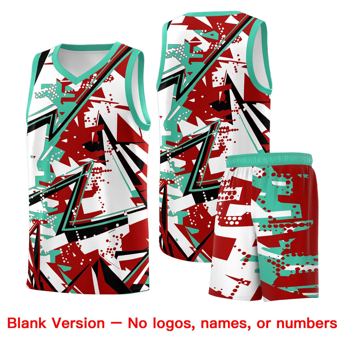 Custom Youth Basketball Jerseys Red Bright Green Abstract Graffiti Personalized Team Name & Number