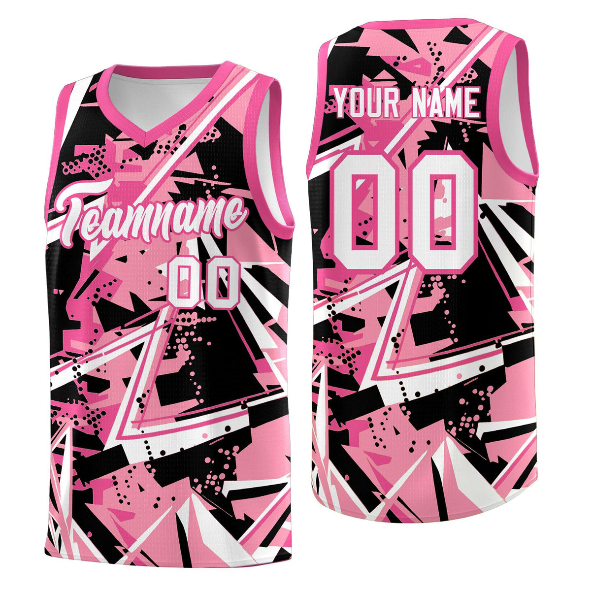 Custom Youth Basketball Jerseys Light Pink Rose Red Abstract Graffiti Personalized Team Name & Number