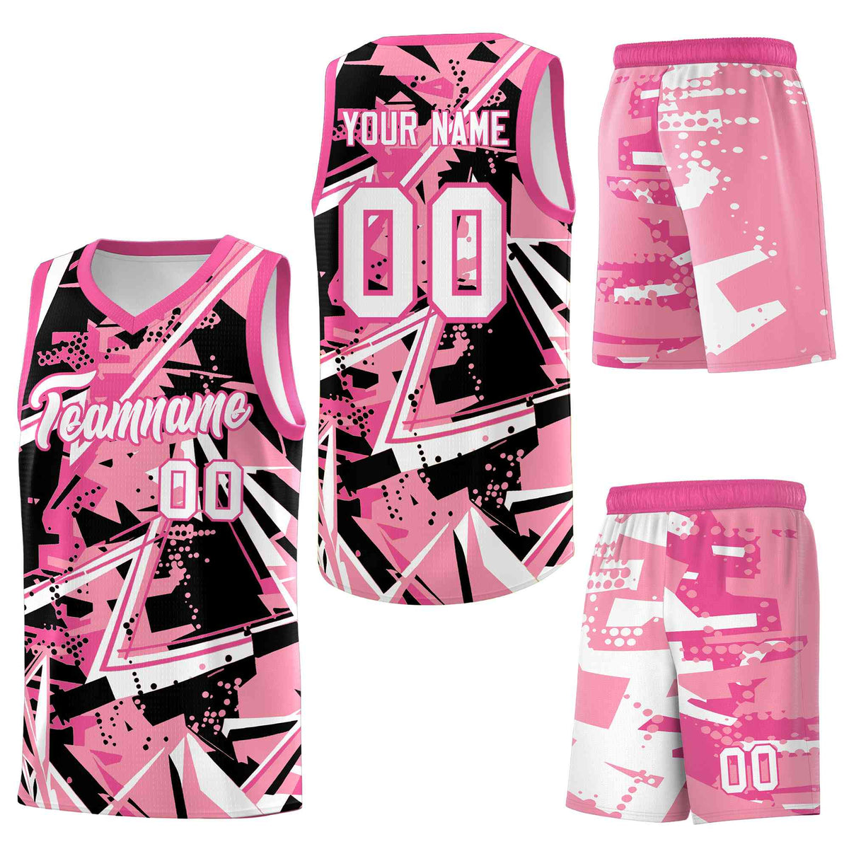 Custom Youth Basketball Jerseys Light Pink Rose Red Abstract Graffiti Personalized Team Name & Number