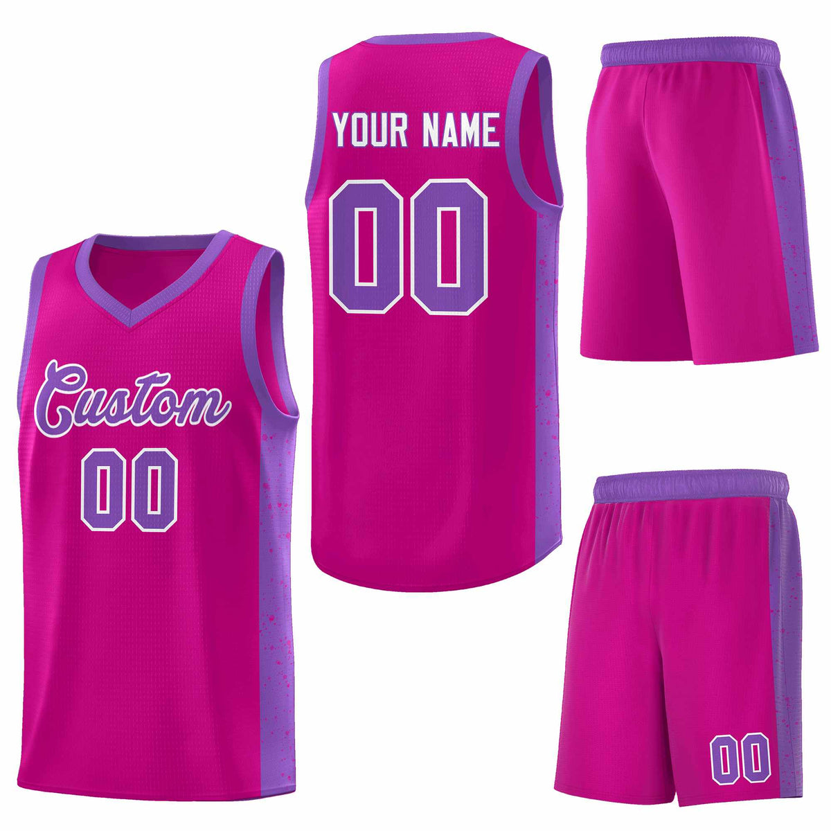 Custom Red Purple-White Side Splash Sports Uniform Basketball Jersey
