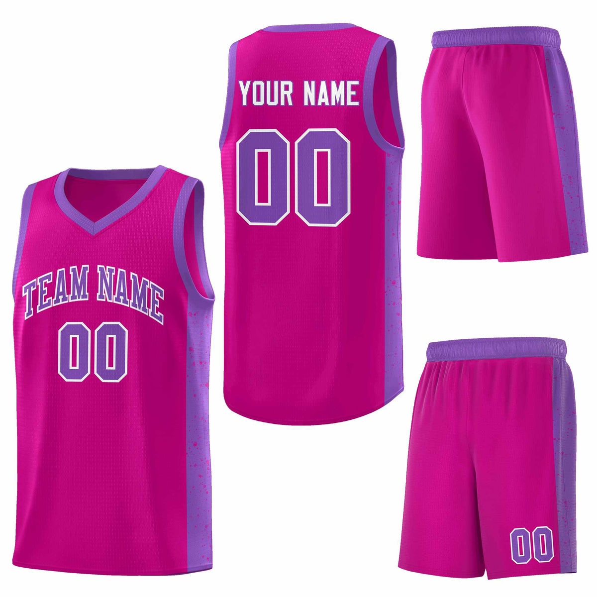 Custom Red Purple-White Side Splash Sports Uniform Basketball Jersey