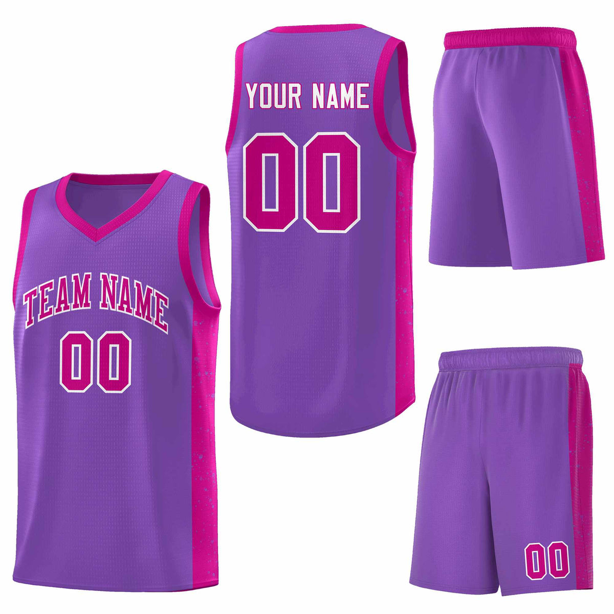 Custom Purple Red-White Side Splash Sports Uniform Basketball Jersey