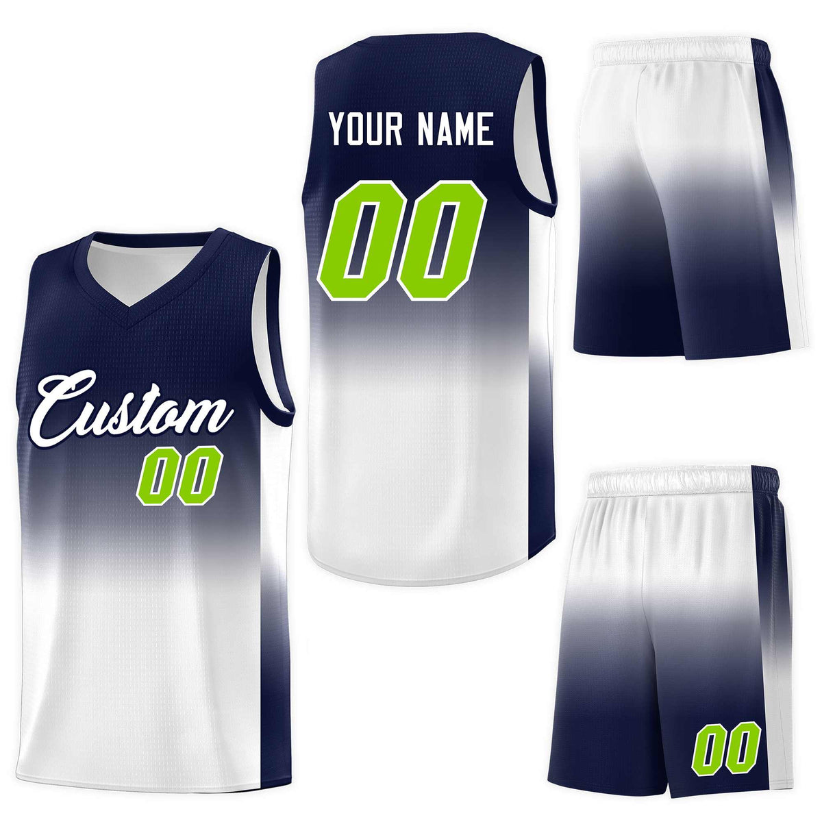 Custom Navy White Gradient Fashion Sets Sports Uniform Basketball Jersey