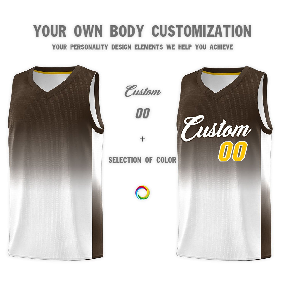 Custom Brown White Gradient Fashion Sets Sports Uniform Basketball Jersey