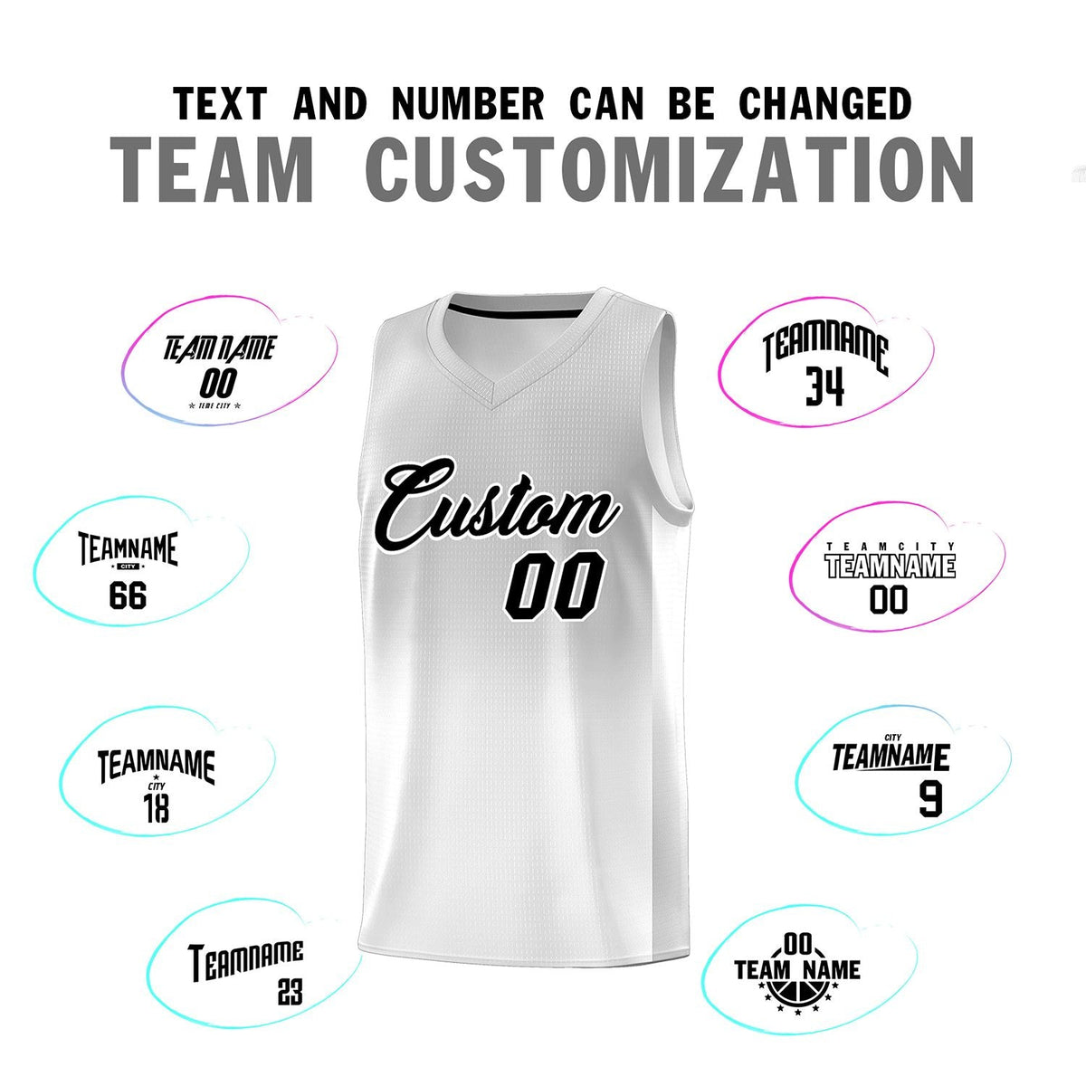 Custom Gray White Gradient Fashion Sets Sports Uniform Basketball Jersey