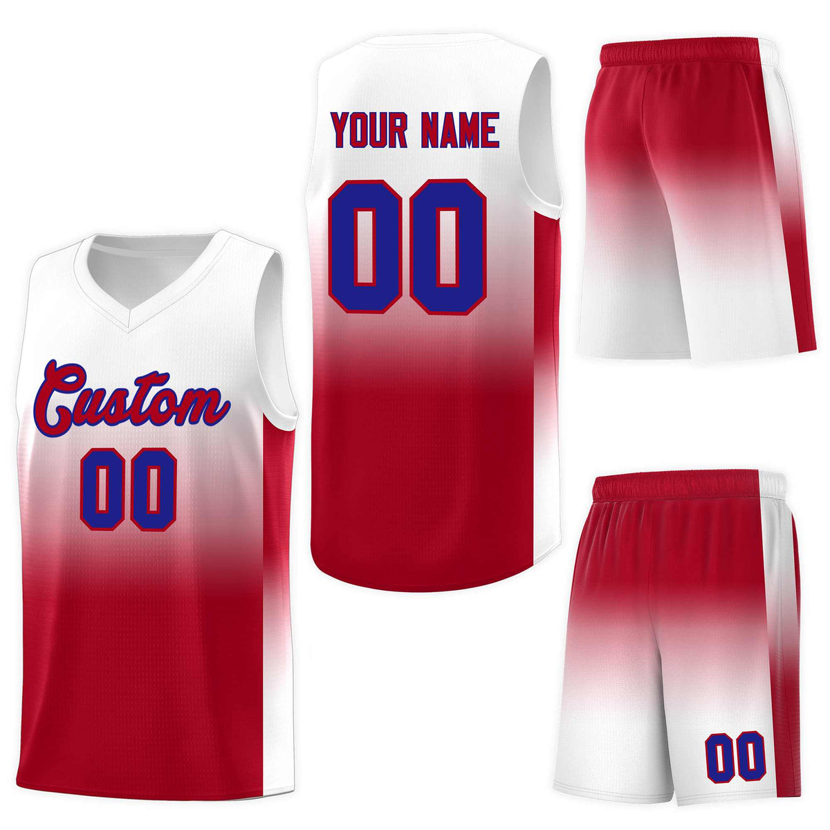 Custom White Red Gradient Fashion Sets Sports Uniform Basketball Jersey