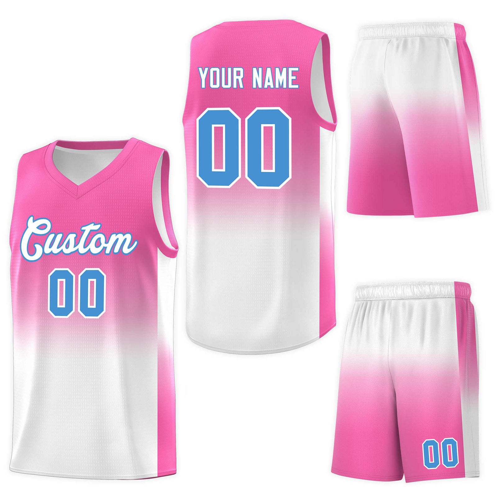 Custom Pink White Gradient Fashion Sets Sports Uniform Basketball Jersey