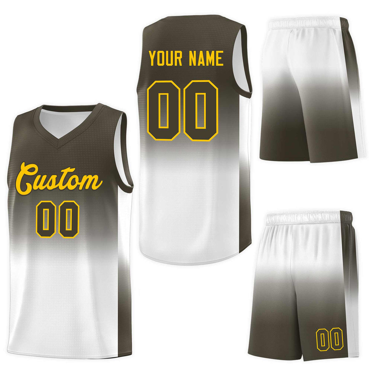 Custom Olive White Gradient Fashion Sets Sports Uniform Basketball Jersey