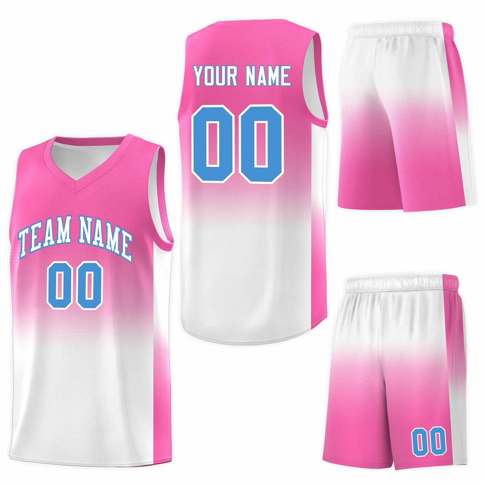 Custom Pink White Gradient Fashion Sets Sports Uniform Basketball Jersey