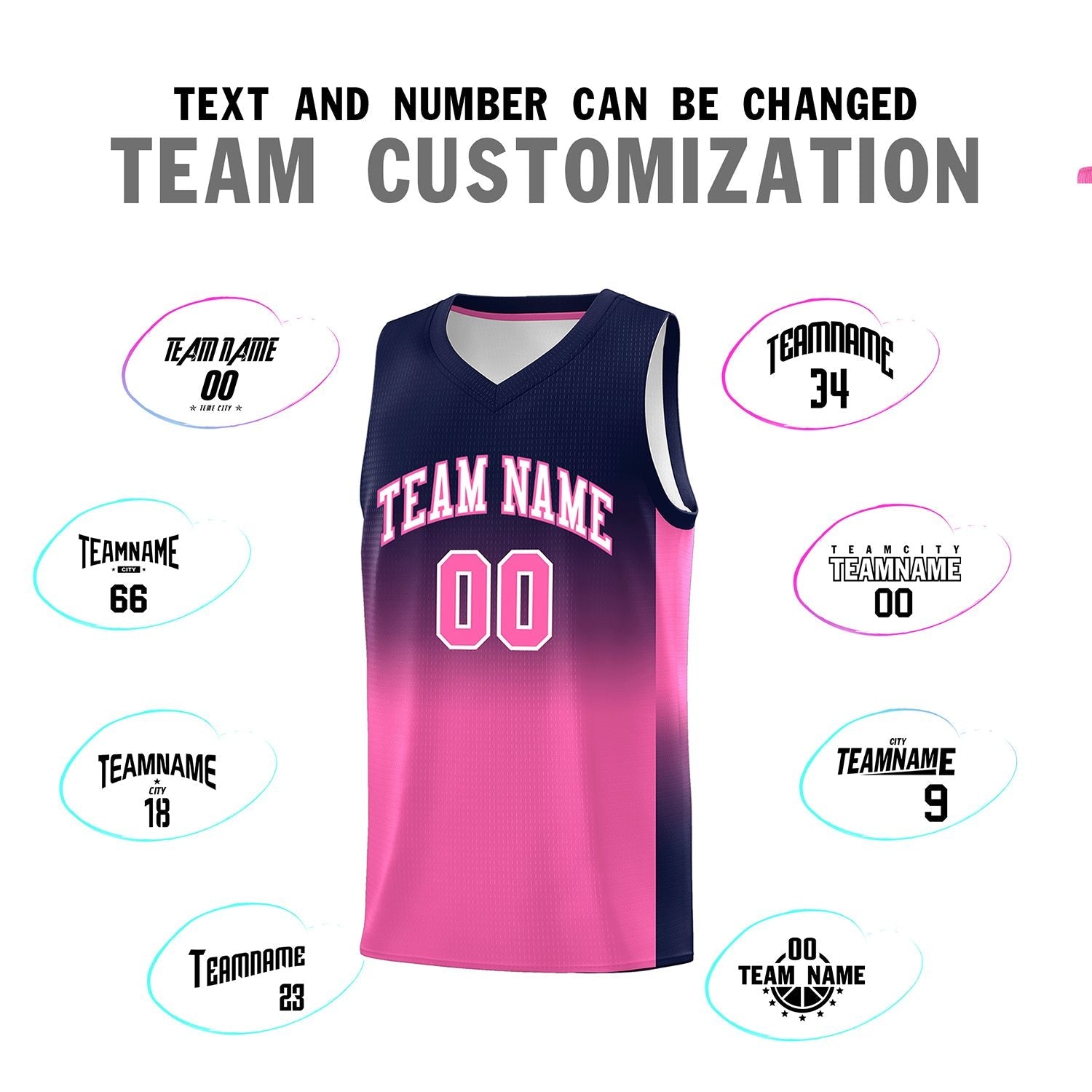 Custom Navy Pink Gradient Fashion Sets Sports Uniform Basketball Jersey
