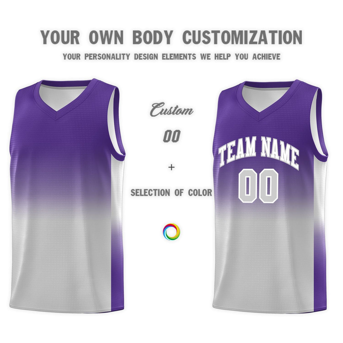 Custom Purple Gray Gradient Fashion Sets Sports Uniform Basketball Jersey