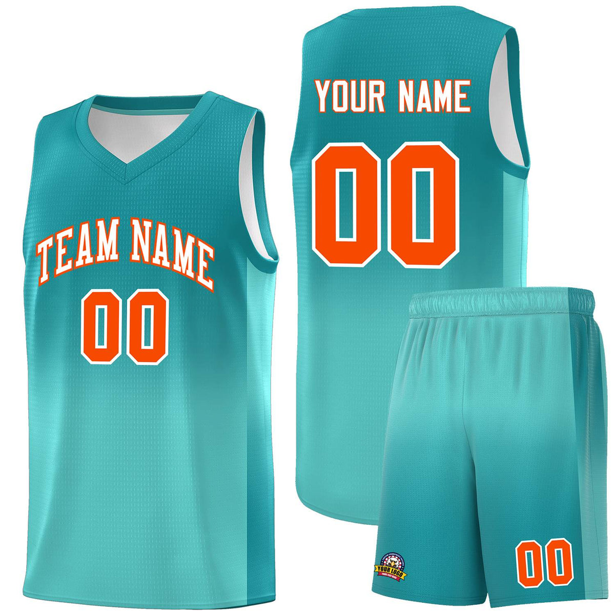 Custom Aqua Bright Green Gradient Fashion Sets Sports Uniform Basketball Jersey