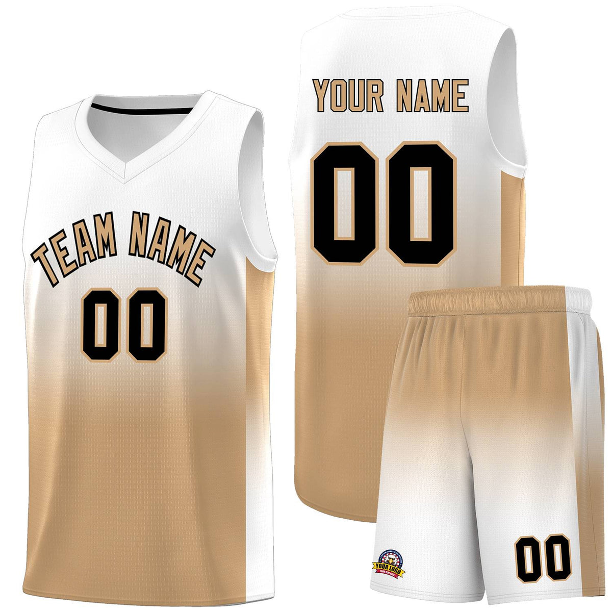 Custom White Old Gold Gradient Fashion Sets Sports Uniform Basketball Jersey