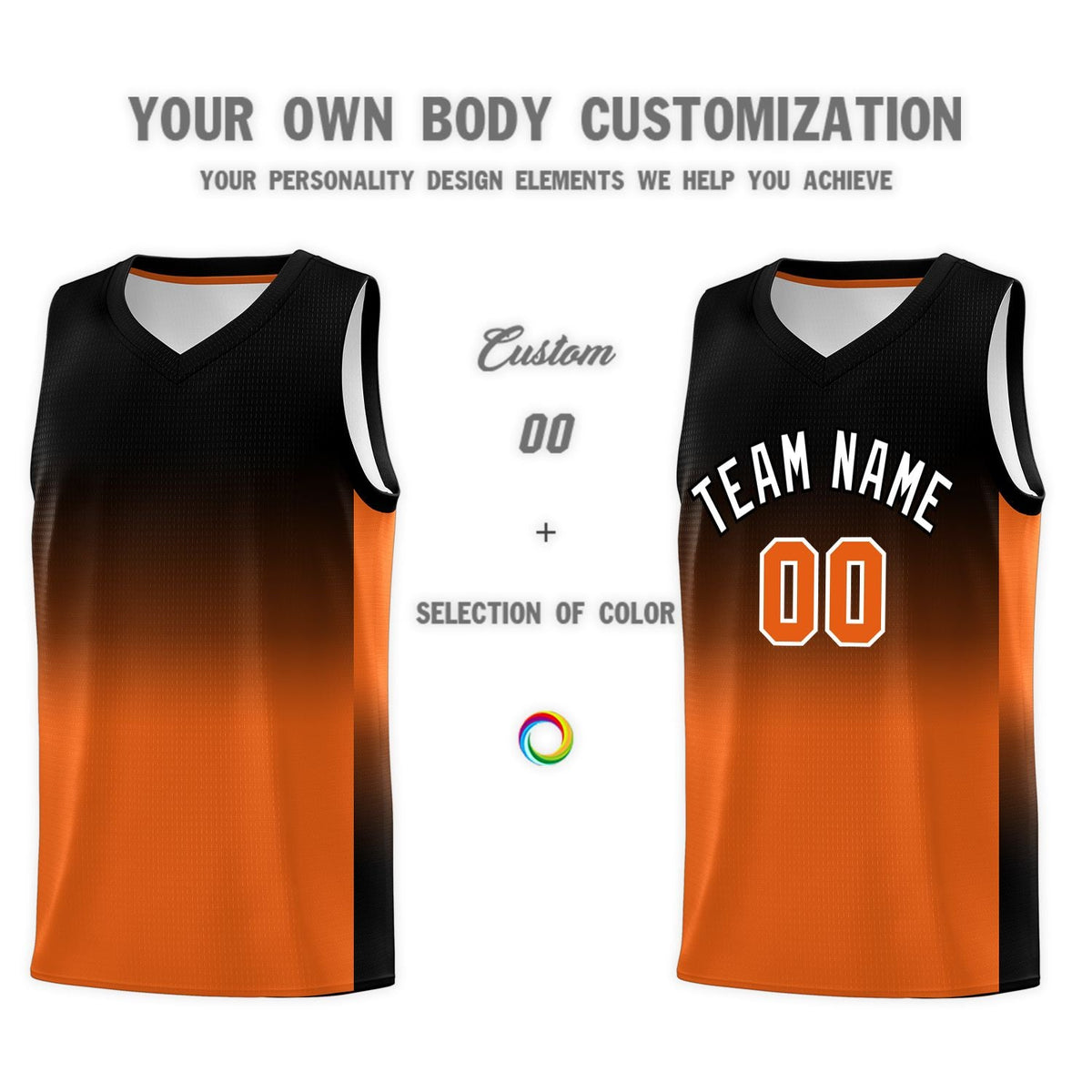 Custom Black Orange Gradient Fashion Sets Sports Uniform Basketball Jersey
