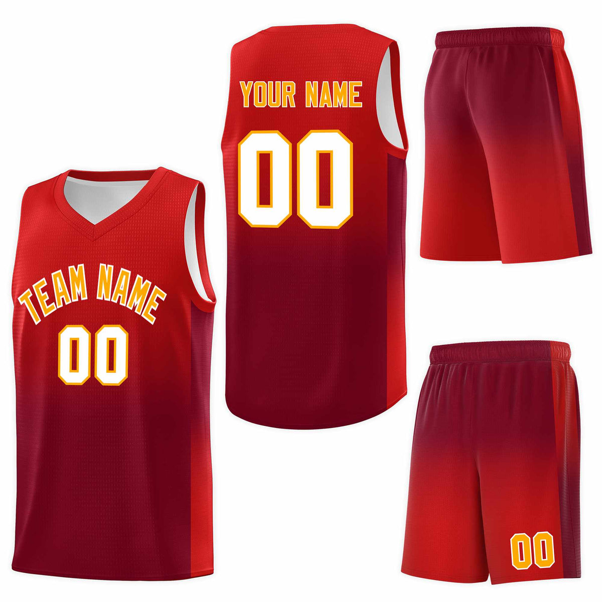 Custom Red Crimson Gradient Fashion Sets Sports Uniform Basketball Jersey