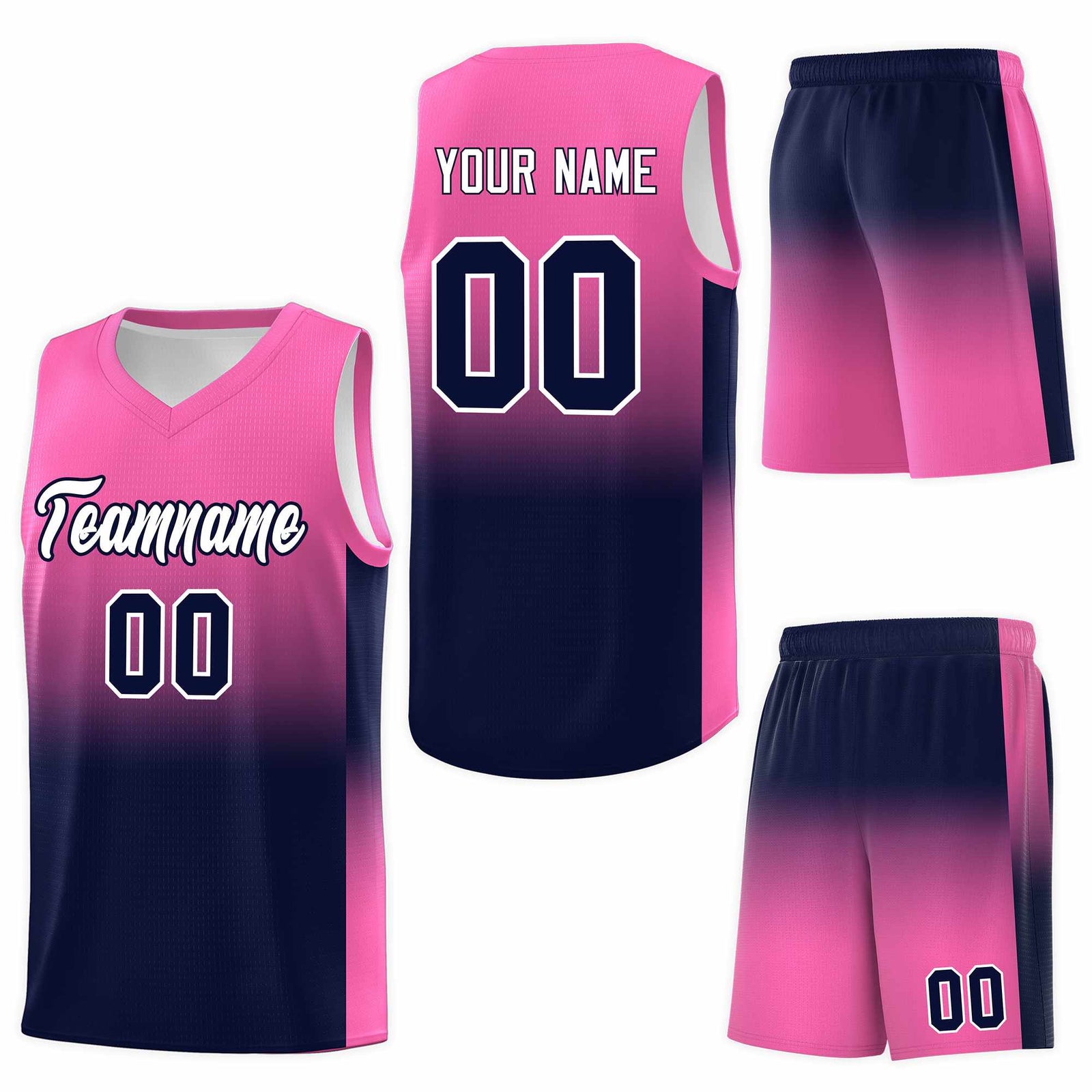 Custom Pink Navy Gradient Fashion Sets Sports Uniform Basketball Jersey