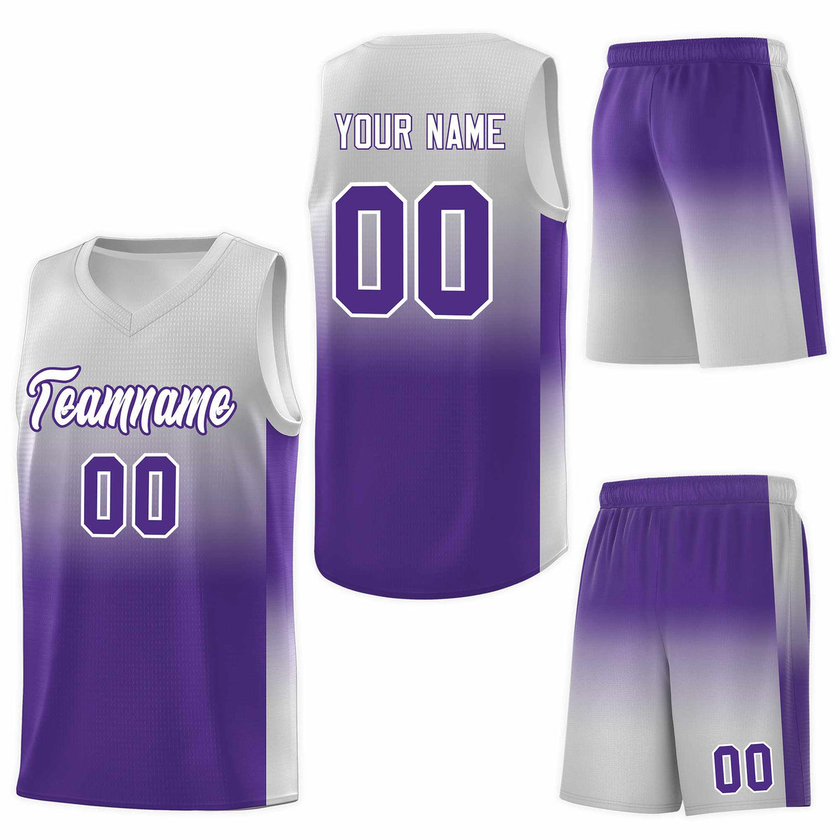 Custom Gray Purple Gradient Fashion Sets Sports Uniform Basketball Jersey