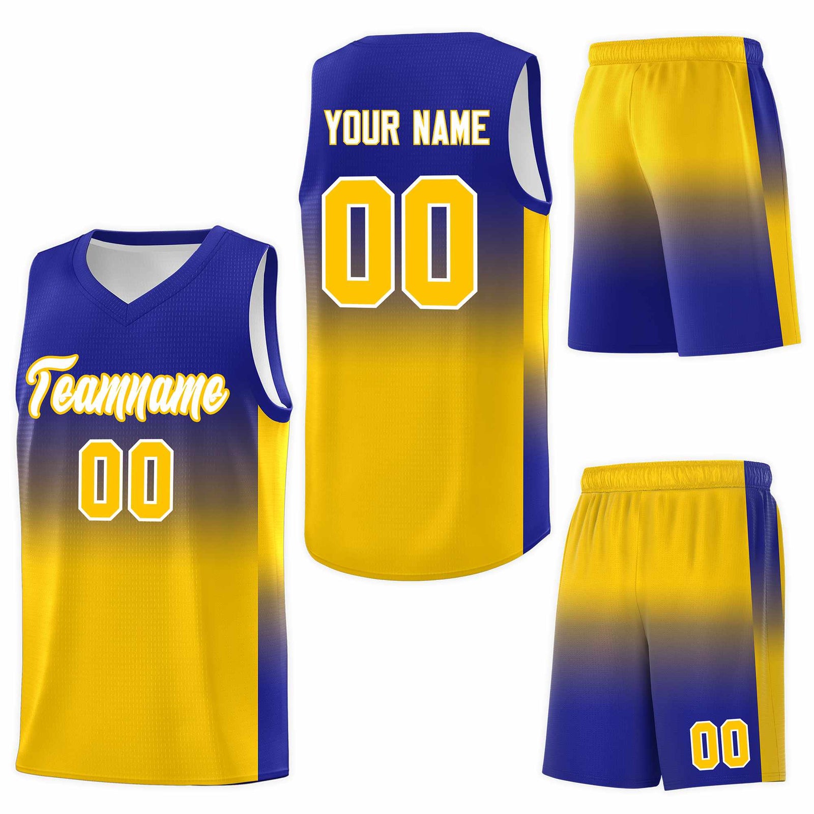 Custom Royal Gold Gradient Fashion Sets Sports Uniform Basketball Jersey