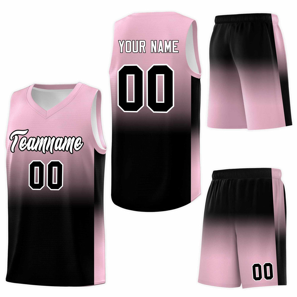 Custom Light Pink Black Gradient Fashion Sets Sports Uniform Basketball Jersey