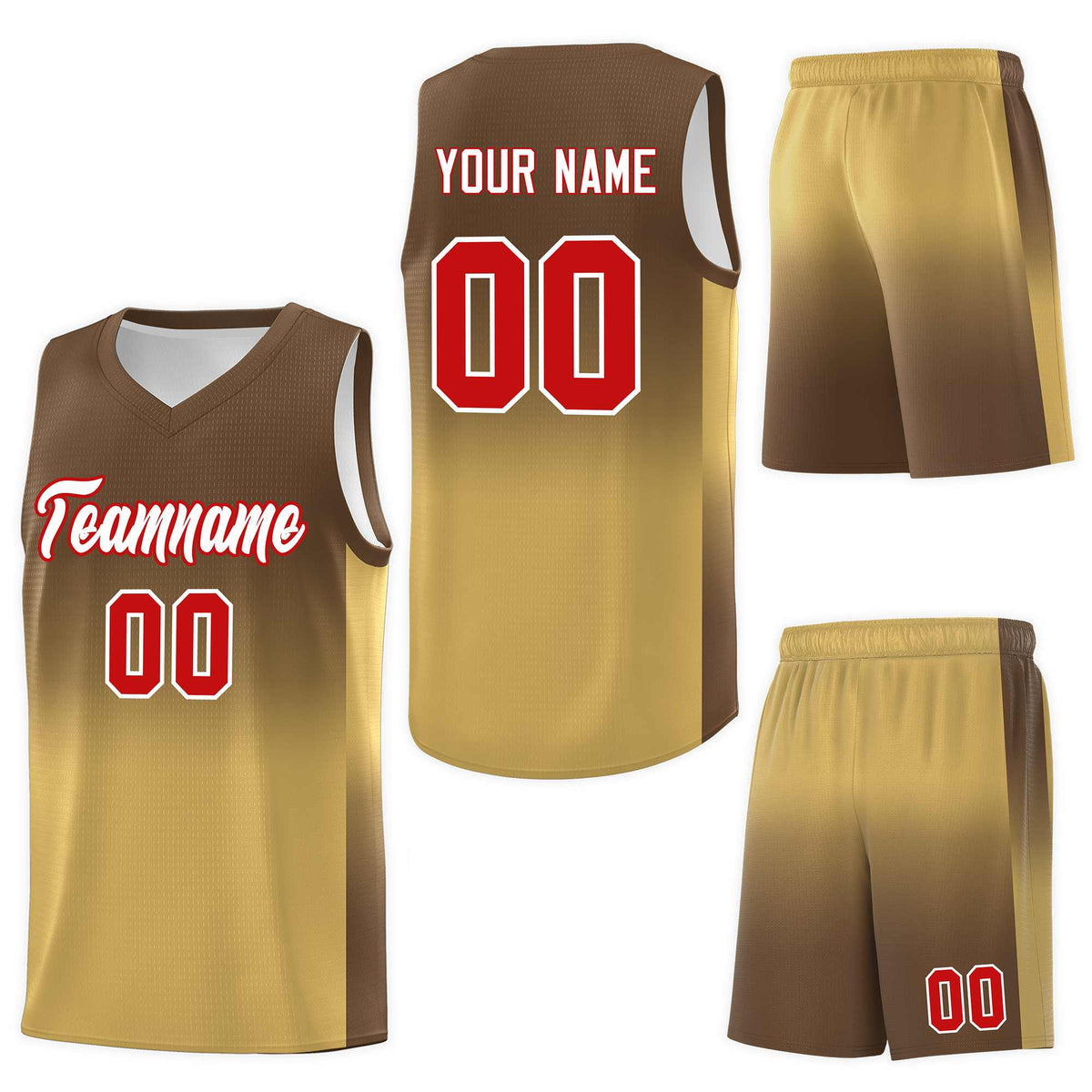 Custom Light Brown Old Gold Gradient Fashion Sets Sports Uniform Basketball Jersey