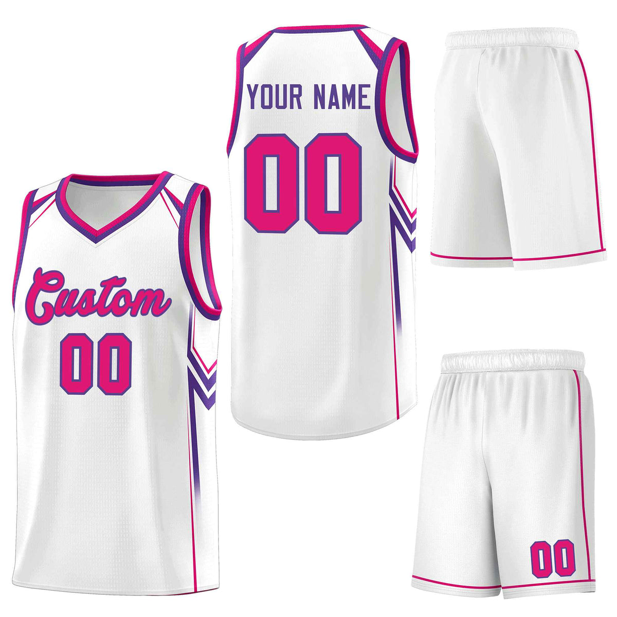 Custom White Arrow Graffiti Pattern Sports Uniform Basketball Jersey