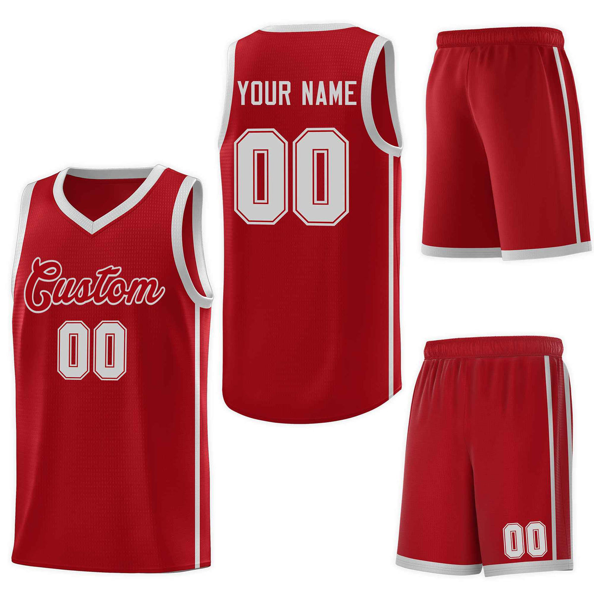 Custom Red Gray Side Two Bars Sports Uniform Basketball Jersey