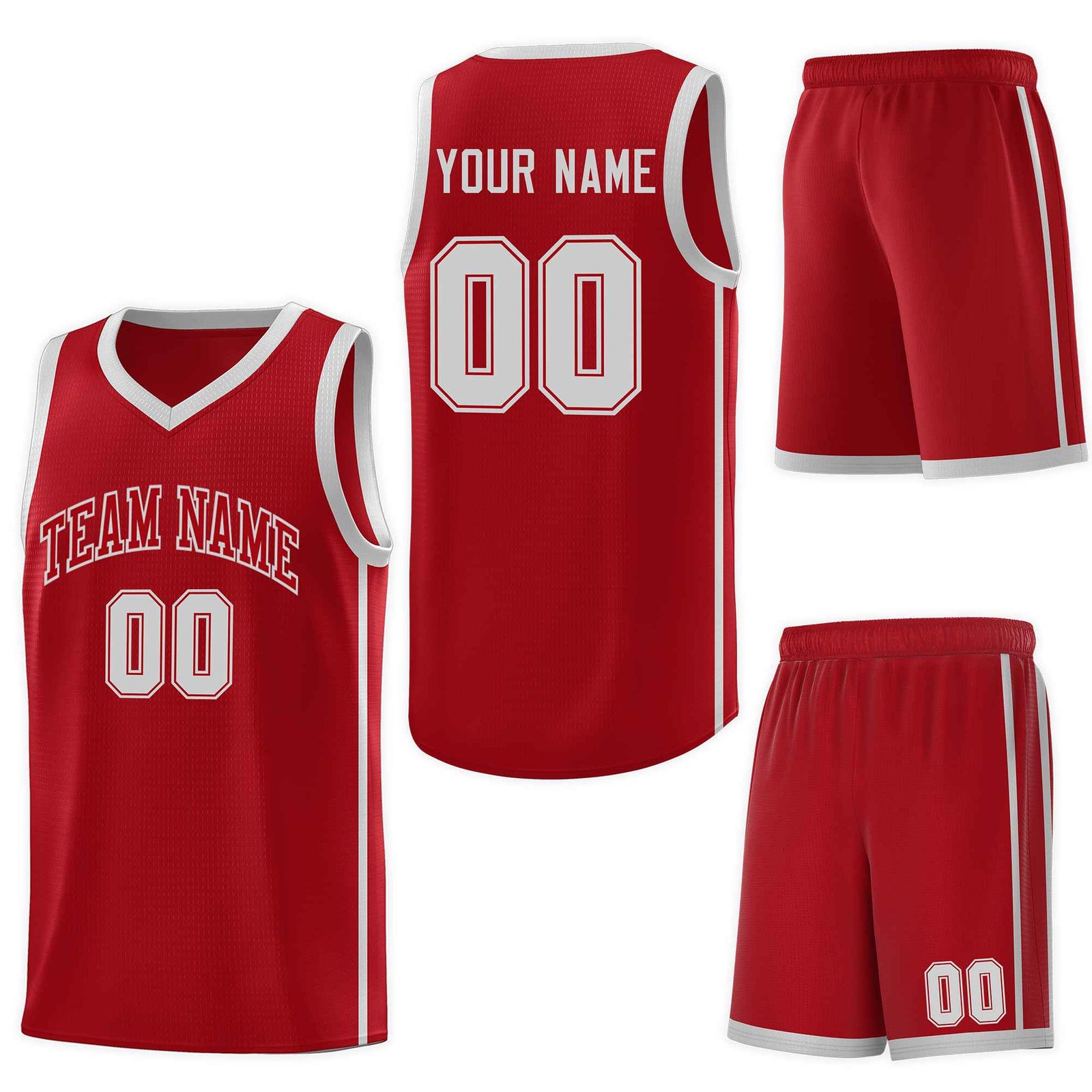Custom Red Gray Side Two Bars Sports Uniform Basketball Jersey
