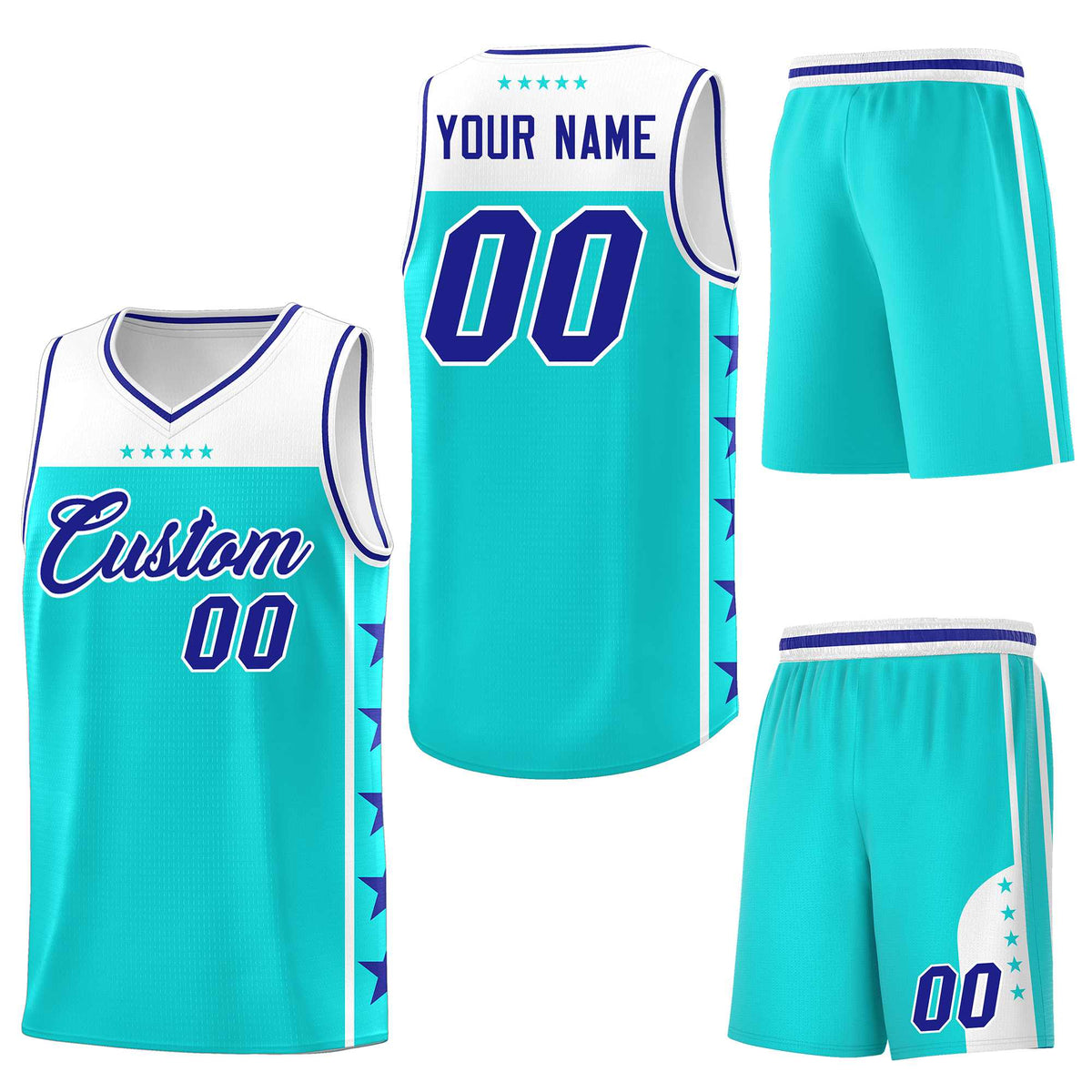 Custom Sky Blue Royal Personalized Star Pattern Sports Uniform Basketball Jersey