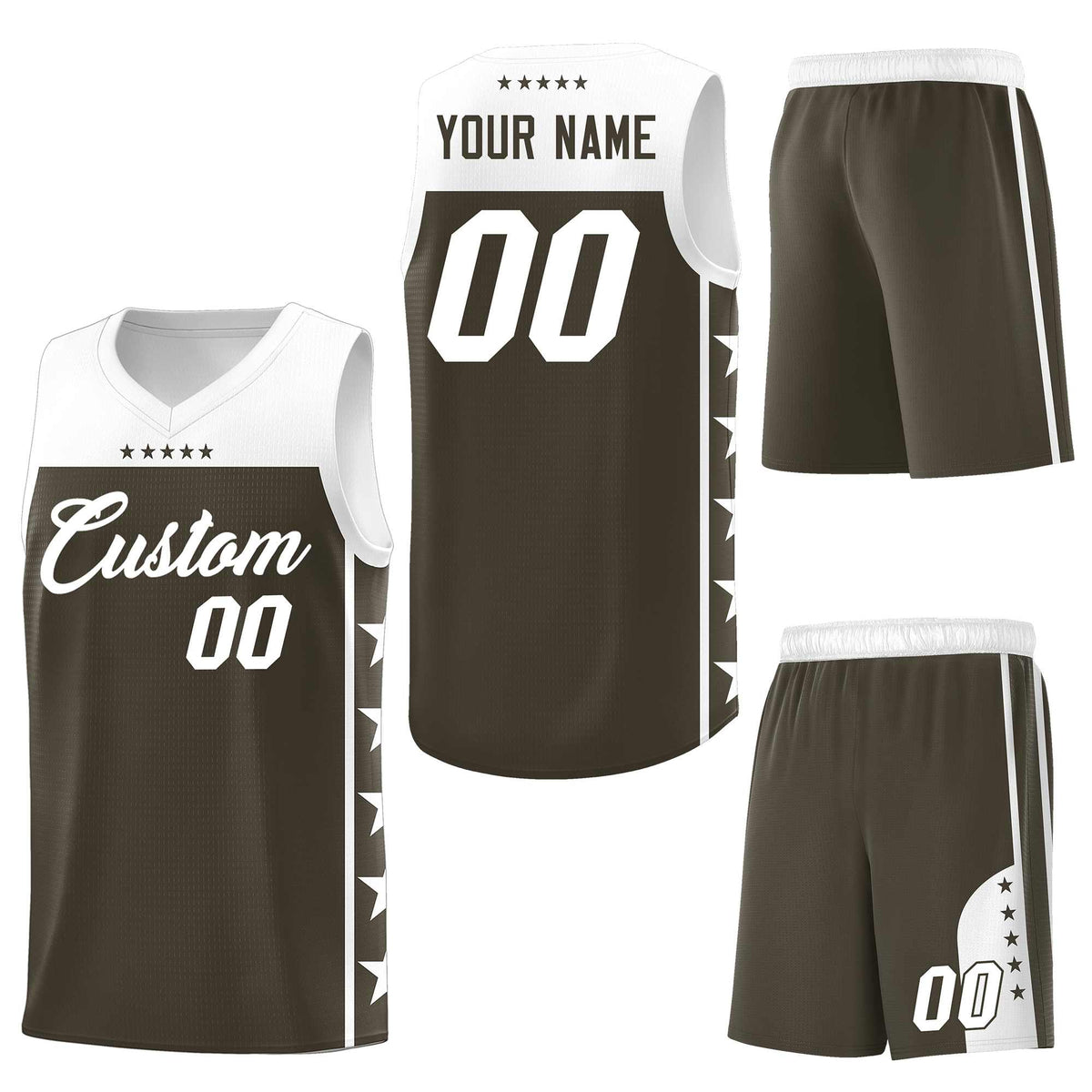 Custom Olive White Personalized Star Pattern Sports Uniform Basketball Jersey