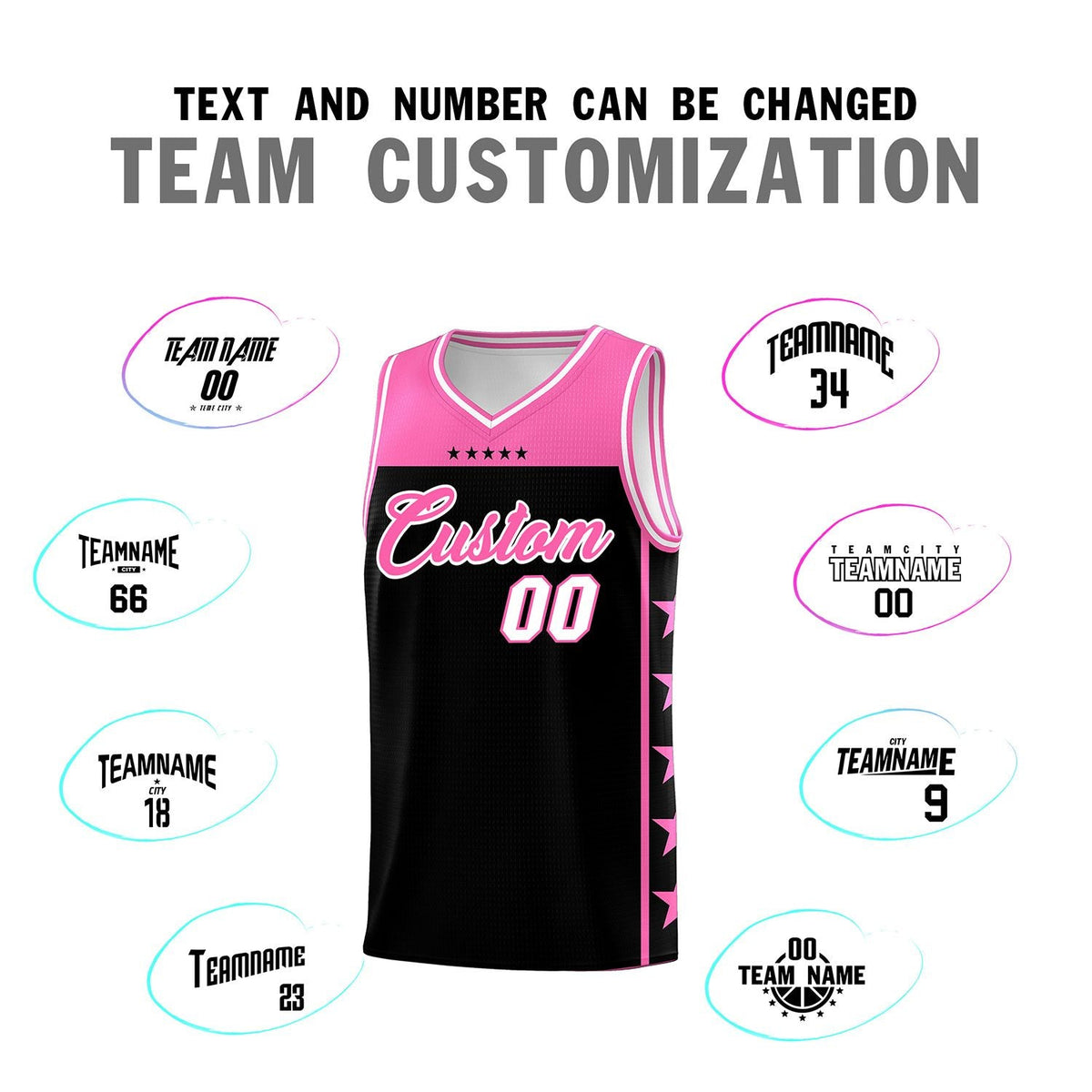 Custom Black Pink Color Block Sets Sports Uniform Basketball Jersey