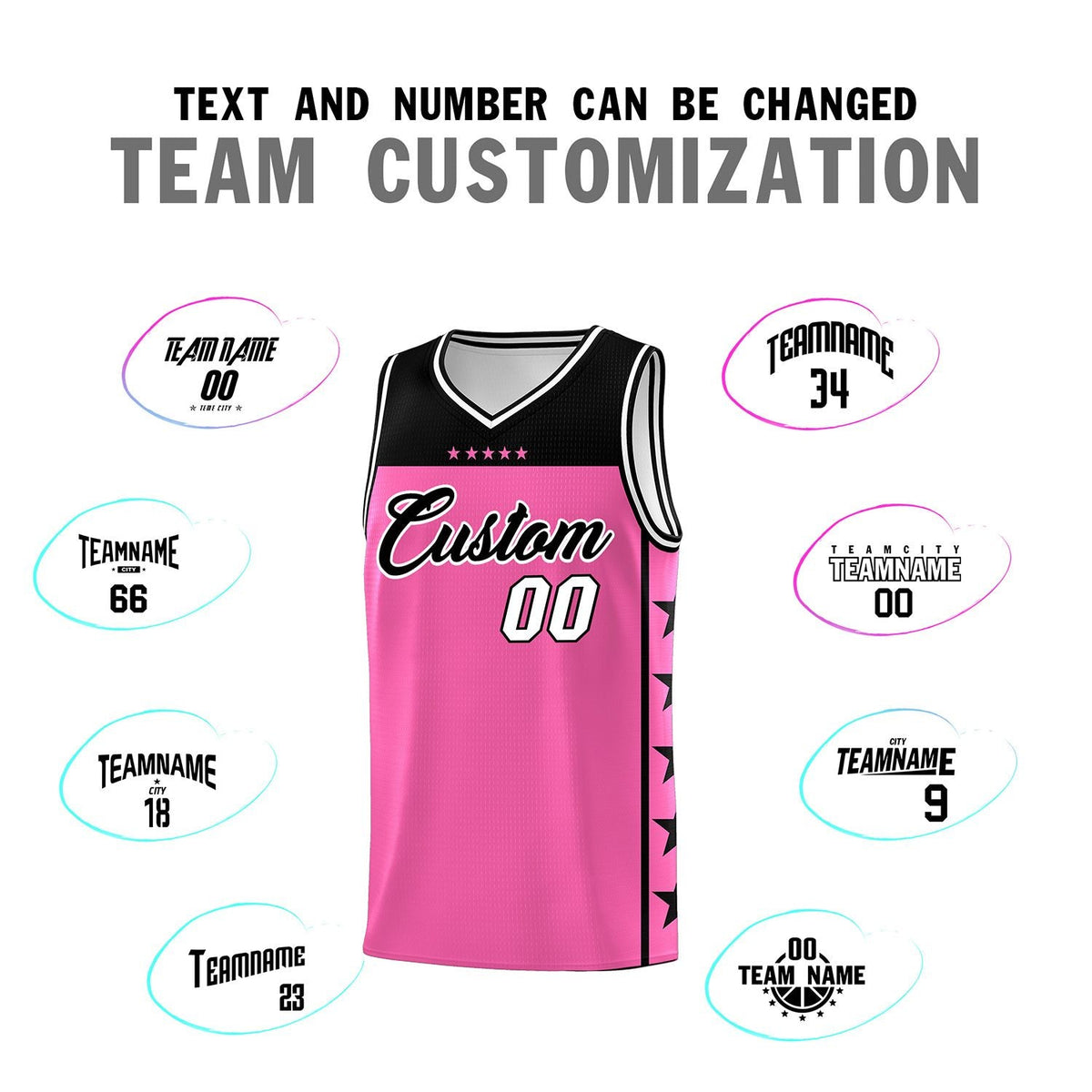 Custom Pink Black Color Block Sets Sports Uniform Basketball Jersey