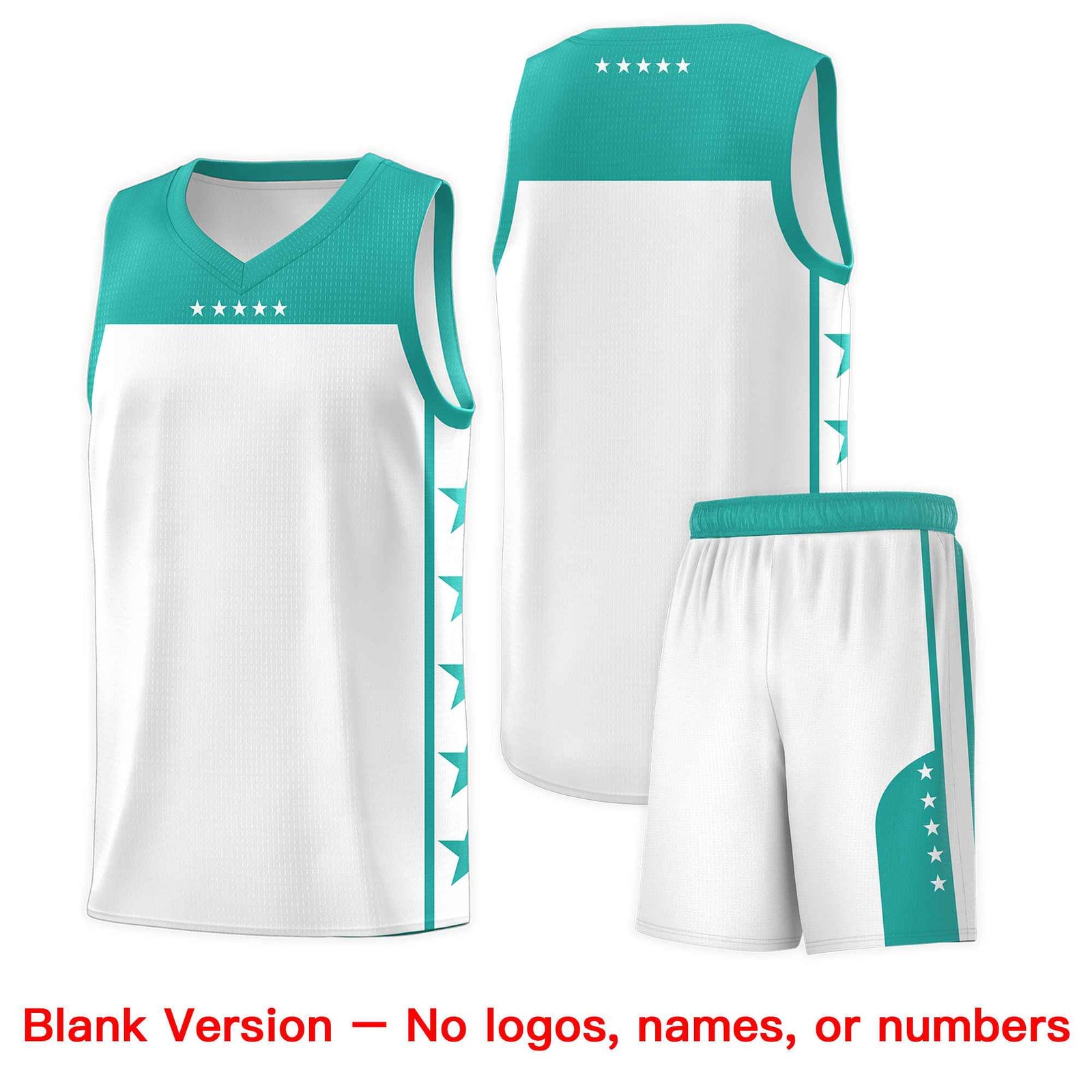 Custom White Aqua Personalized Star Pattern Sports Uniform Basketball Jersey