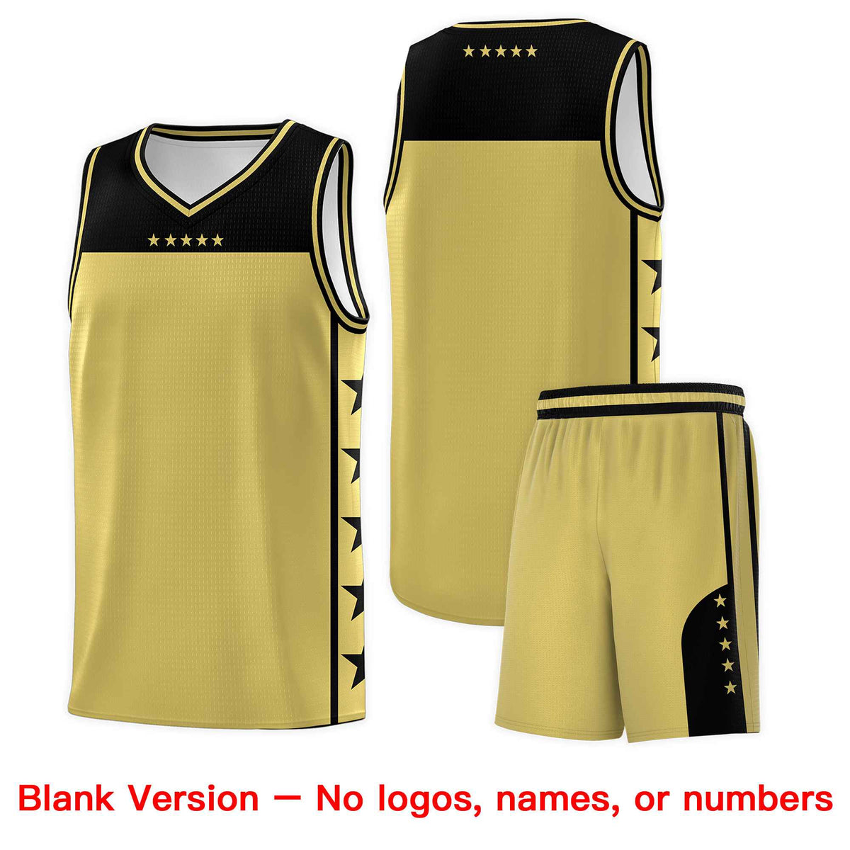Custom Old Gold Black Personalized Star Pattern Sports Uniform Basketball Jersey