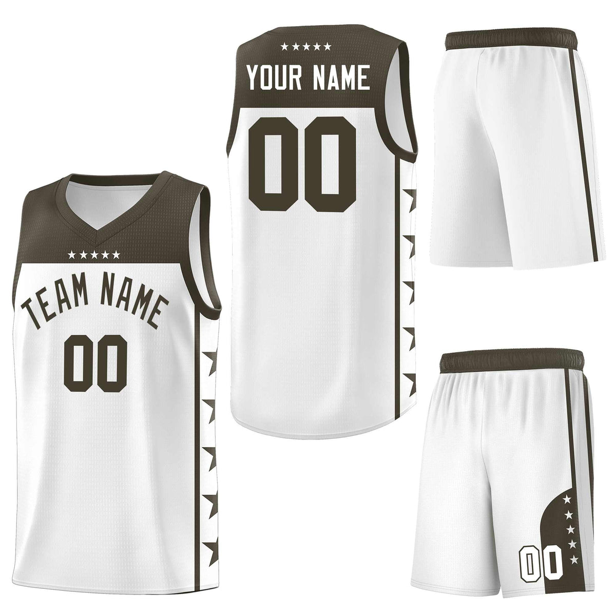 Custom White Olive Personalized Star Pattern Sports Uniform Basketball Jersey
