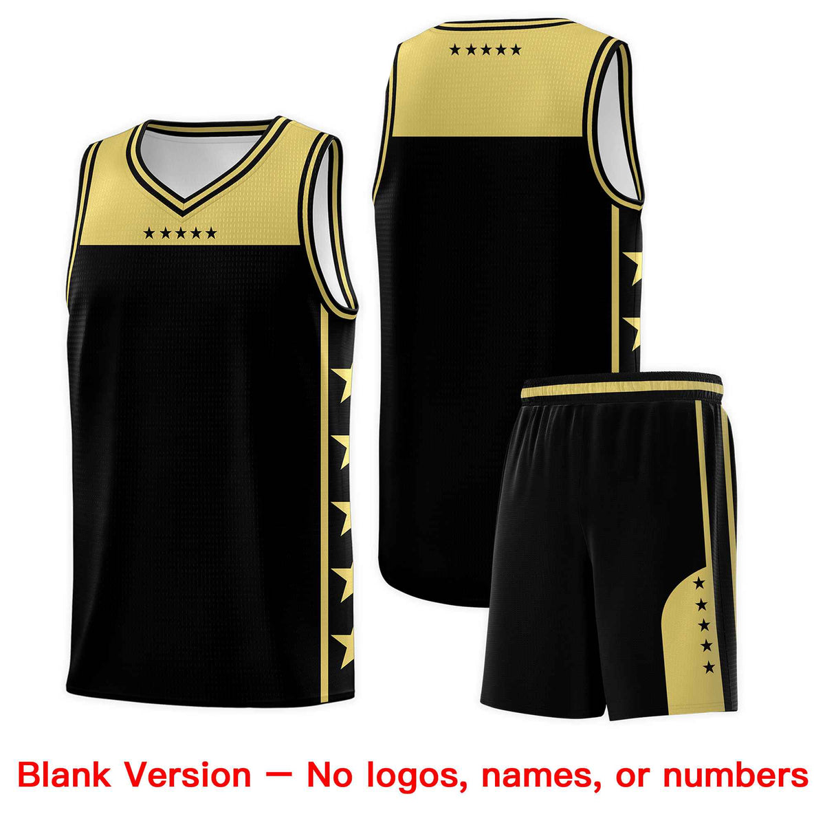 Custom Black Old Gold Personalized Star Pattern Sports Uniform Basketball Jersey
