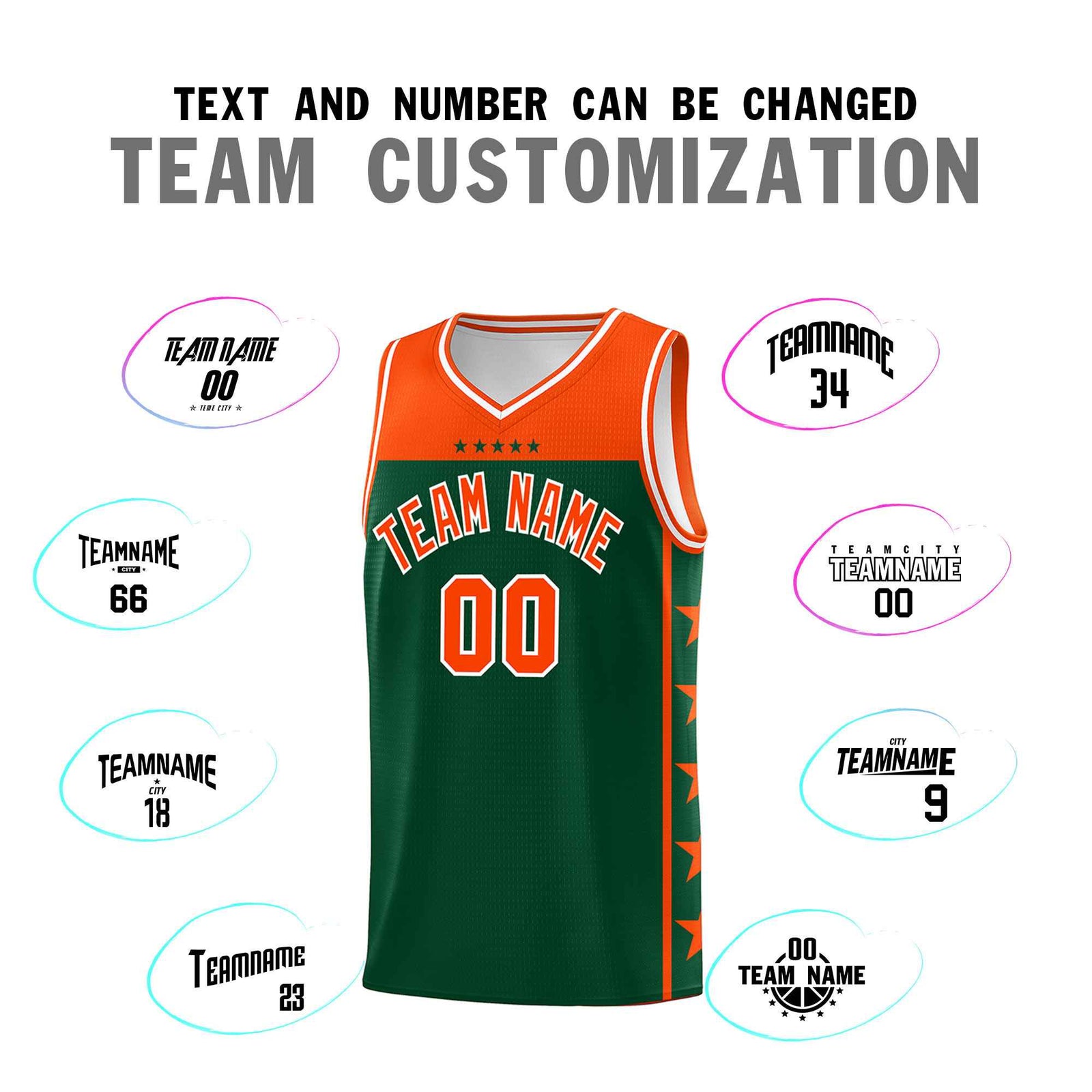 Custom Kelly Green Orange Color Block Sets Sports Uniform Basketball Jersey