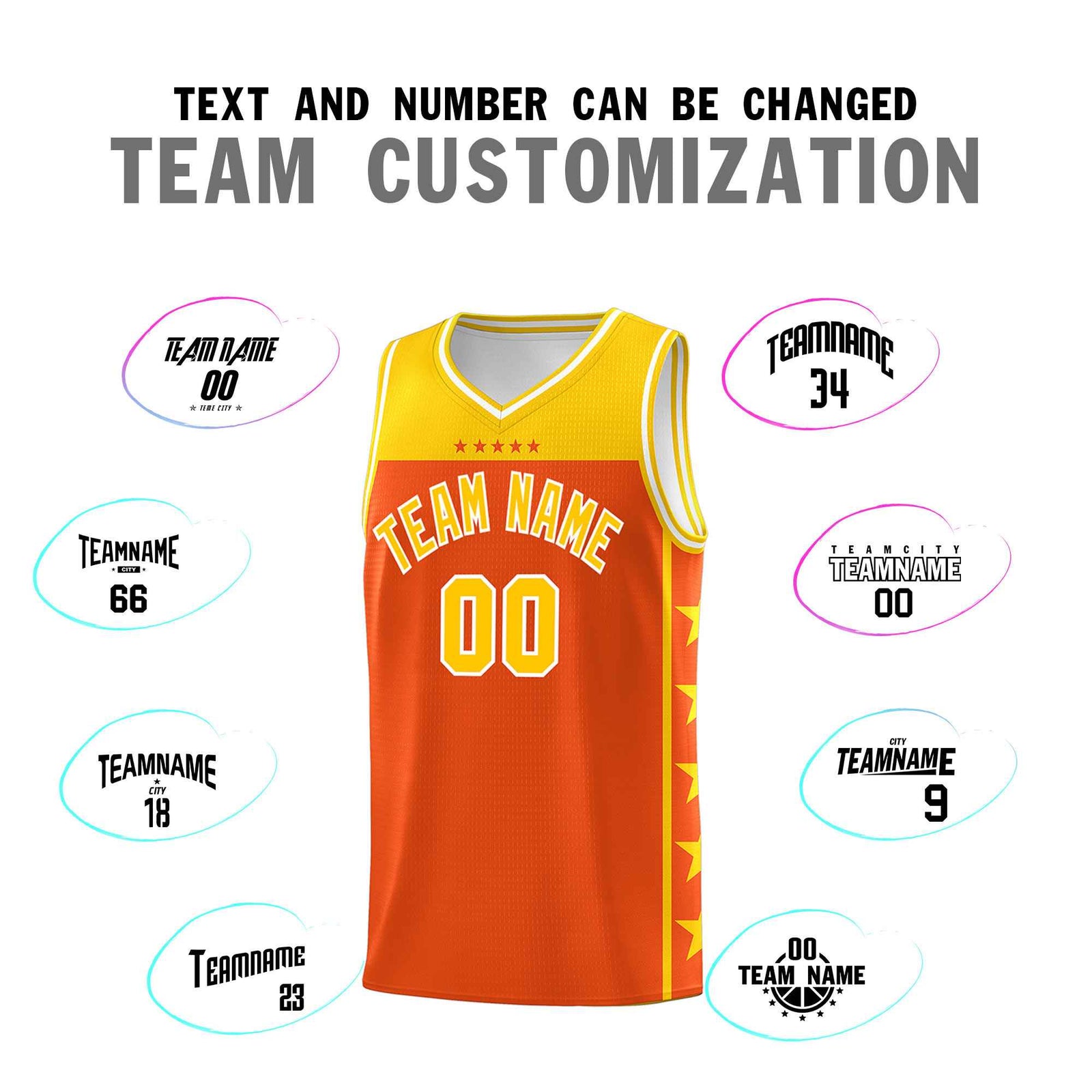 Custom Orange Yellow Color Block Sets Sports Uniform Basketball Jersey