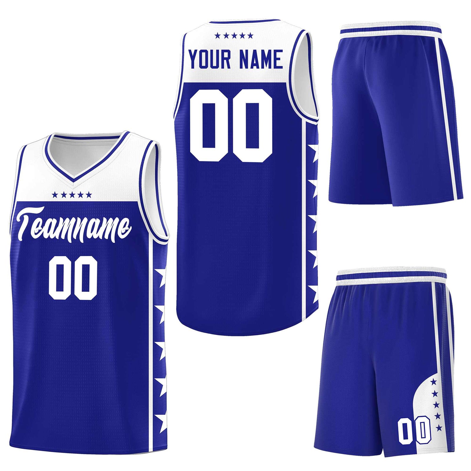 Custom Royal White Personalized Star Pattern Sports Uniform Basketball Jersey