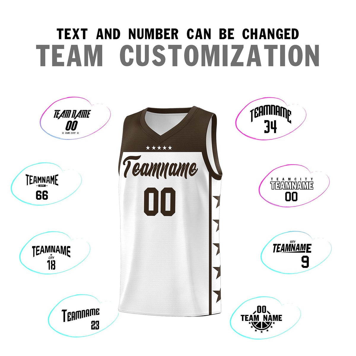 Custom White Brown Color Block Sets Sports Uniform Basketball Jersey