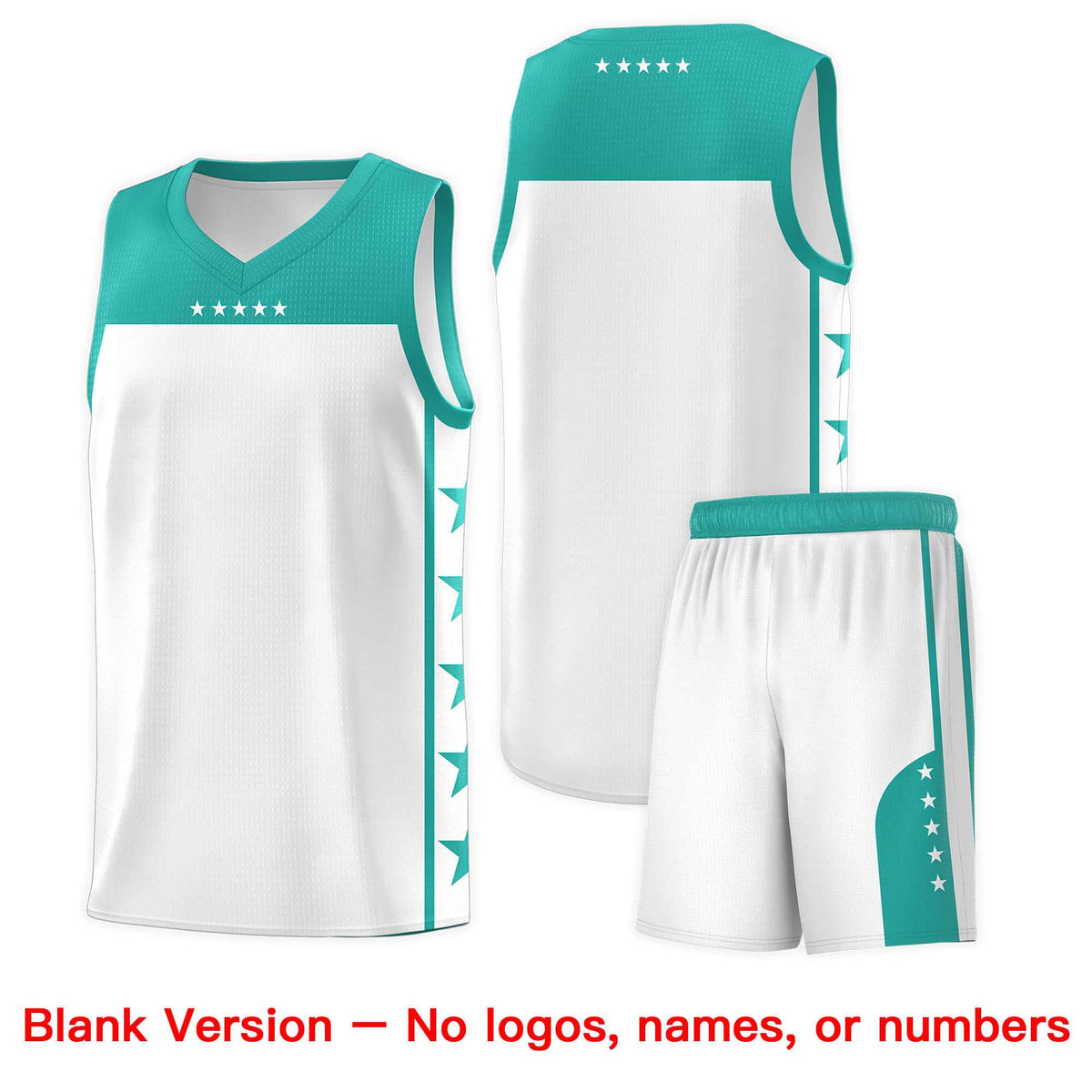 Custom White Aqua Personalized Star Pattern Sports Uniform Basketball Jersey