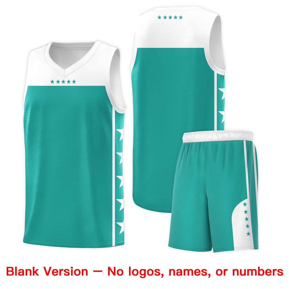 Custom Aqua White Personalized Star Pattern Sports Uniform Basketball Jersey
