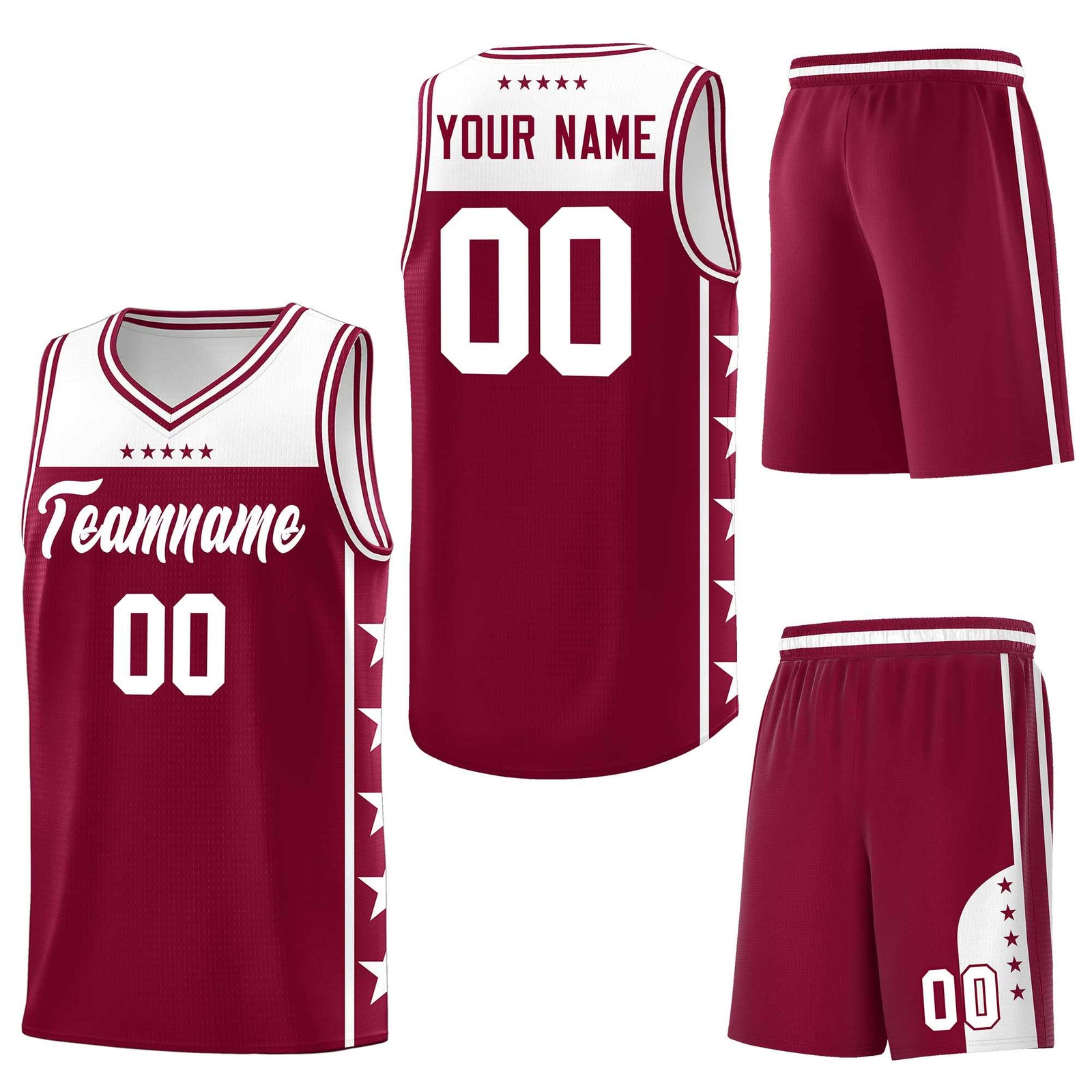 Custom Crimson White Personalized Star Pattern Sports Uniform Basketball Jersey