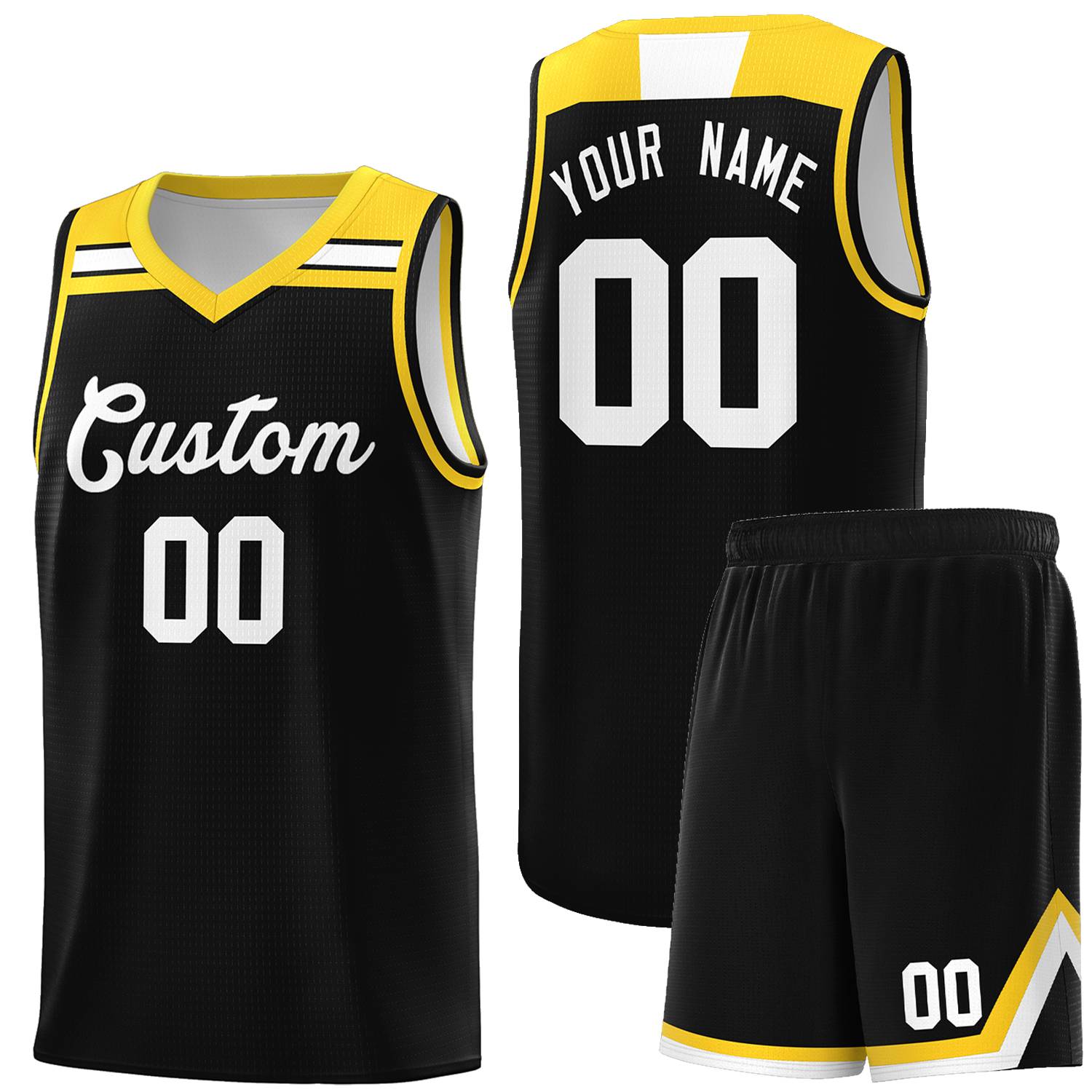 Custom Black White-Gold Classic Sports Uniform Basketball Jersey