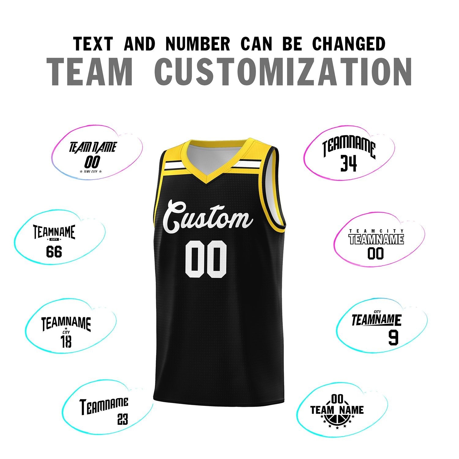 Custom Black White-Gold Classic Sports Uniform Basketball Jersey