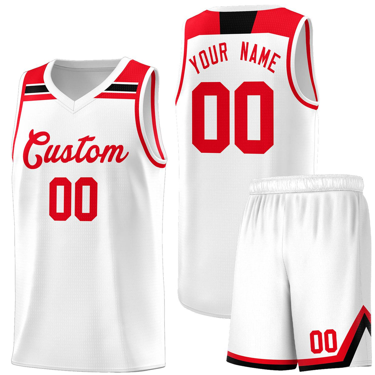Custom White Red-Black Classic Sports Uniform Basketball Jersey