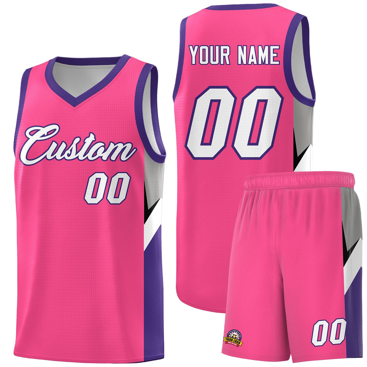 Custom Pink Purple Side Design Sets Sports Uniform Basketball Jersey