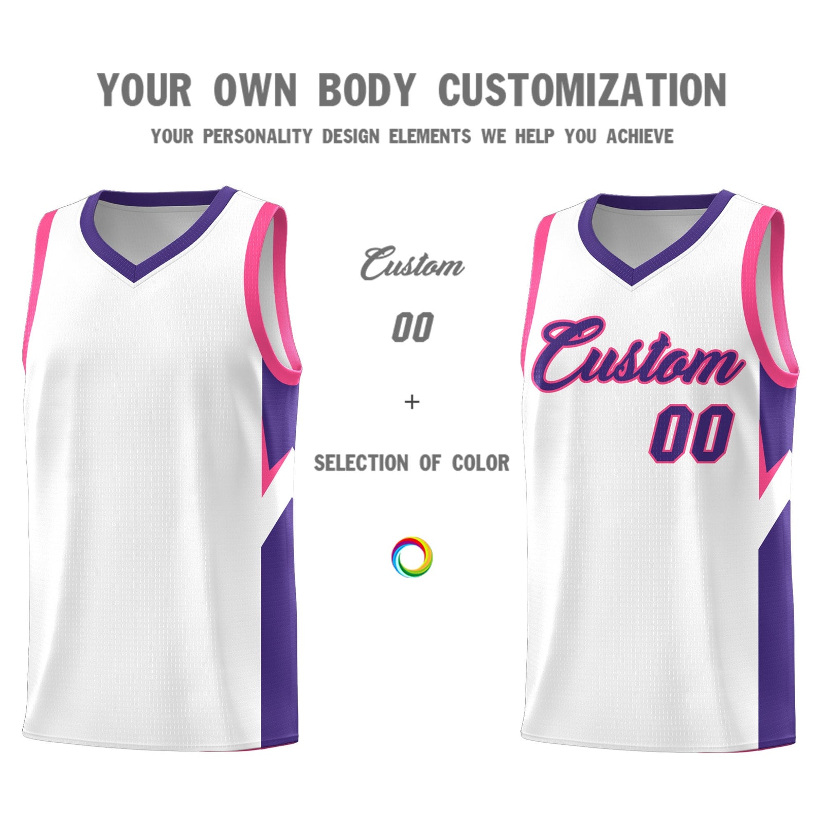 Custom White Purple Side Design Sets Sports Uniform Basketball Jersey