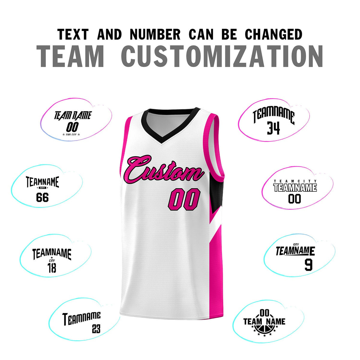 Custom White Black Side Design Sets Sports Uniform Basketball Jersey